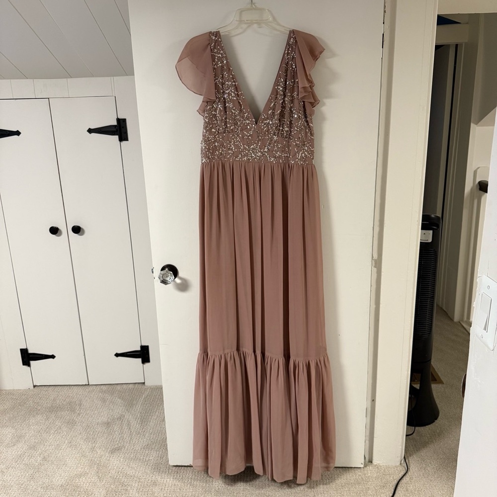 BHLDN Mauve V-Neck Gown for Weddings